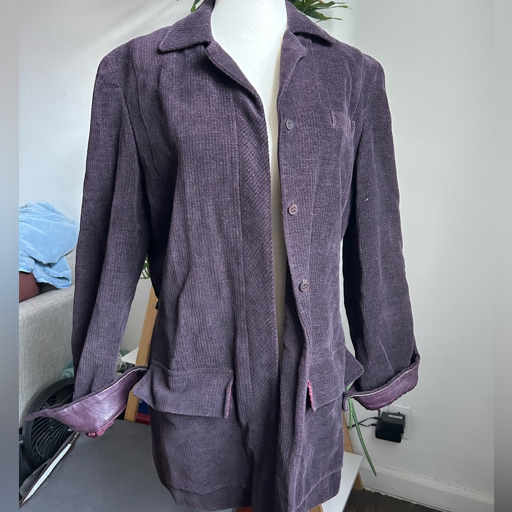 Worth vintage oversized blazer with leather cuffs